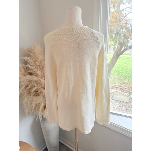 Talbots Embroidered Lobster Mock Neck Sweater Womens Medium Ivory Cream Preppy - Picture 6 of 8